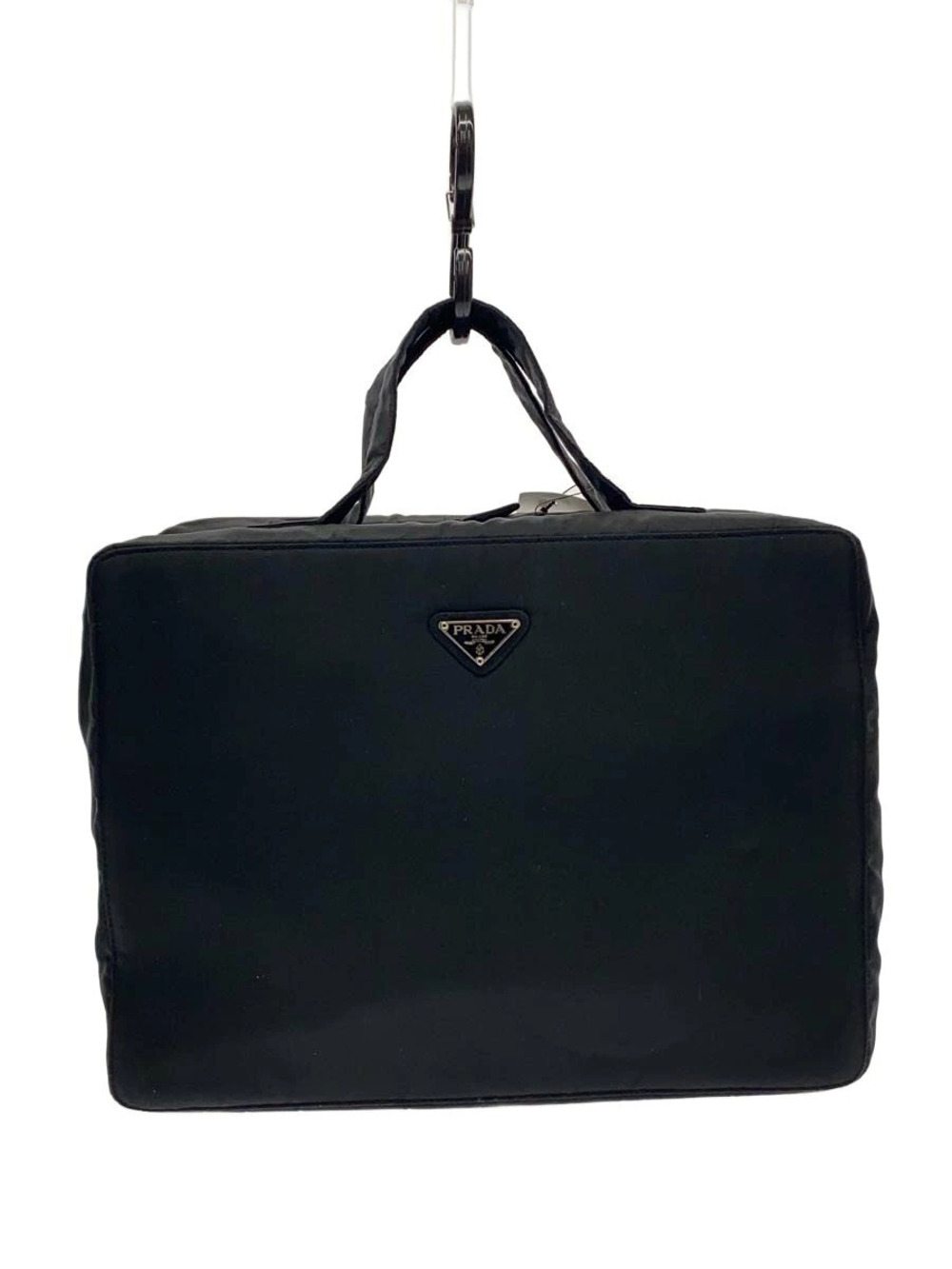 Prada black Tessuto briefcase enameled triangular